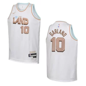 Cleveland Cavaliers 2022-23 City Edition Youth Darius Garland White Jersey - 49Native