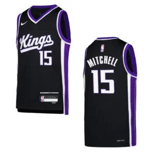 2023-24 Sacramento Kings Youth Icon Edition Davion Mitchell Black Jersey - 49Native