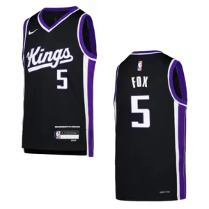 2023-24 Sacramento Kings Youth Icon Edition De'Aaron Fox Black Jersey - 49Native