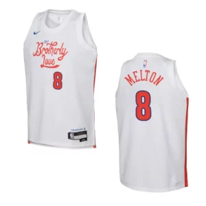 2022-23 Philadelphia 76ers Youth City Edition De'Anthony Melton White Jersey - 49Native