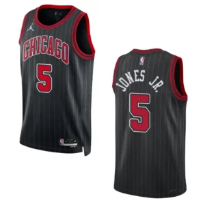 Chicago Bulls Derrick Jones Jr. 2022-23 Statement Edition Black Swingman Jersey - 49Native