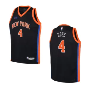 Youth New York Knicks 2022-23 City Edition Derrick Rose Black Jersey - 49Native