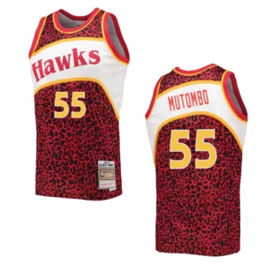 Dikembe Mutombo Atlanta Hawks Wildlife Hardwood Classics Jersey Red - 49Native