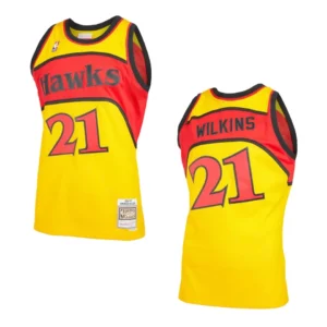 Dominique Wilkins Atlanta Hawks Reload 2.0 Hardwood Classics Jersey Yellow - 49Native