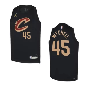 2022-23 Cleveland Cavaliers Youth Statement Edition Donovan Mitchell Black Jersey - 49Native