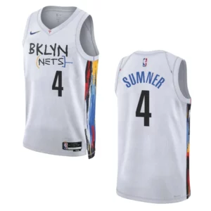 Brooklyn Nets Edmond Sumner 2022-23 City Edition White Swingman Jersey - 49Native