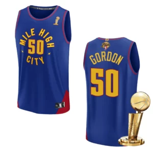 Denver Nuggets 2023 NBA Finals Champions Aaron Gordon Fastbreak Player Blue Jersey - 49Native
