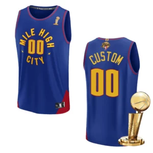 Denver Nuggets 2023 NBA Finals Champions Custom Fastbreak Player Blue Jersey - 49Native