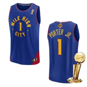 Denver Nuggets 2023 NBA Finals Champions Michael Porter Jr. Fastbreak Player Blue Jersey - 49Native