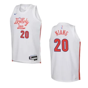 2022-23 Philadelphia 76ers Youth City Edition Georges Niang White Jersey - 49Native