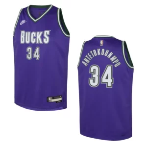 2022-23 Milwaukee Bucks Youth Classic Edition Giannis Antetokounmpo Purple Jersey - 49Native