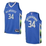 Youth Milwaukee Bucks 2022-23 City Edition Giannis Antetokounmpo Royal Jersey - 49Native