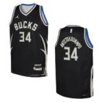 Milwaukee Bucks 2022-23 Statement Edition Youth Giannis Antetokounmpo Black Jersey - 49Native