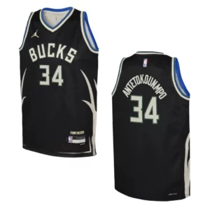 Milwaukee Bucks 2022-23 Statement Edition Youth Giannis Antetokounmpo Black Jersey - 49Native