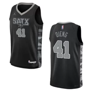 2022-23 San Antonio Spurs Youth Statement Edition Gorgui Dieng Black Jersey - 49Native