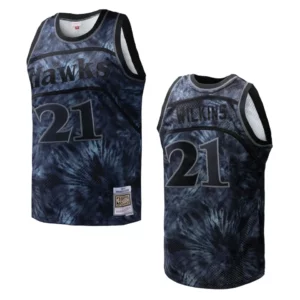 Hardwood Classics Dominique Wilkins Atlanta Hawks 1986-87 Black Tie-Dye Jersey - 49Native