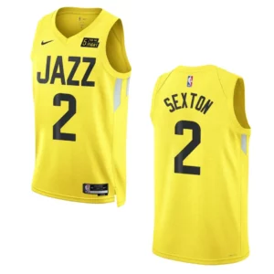 2022-23 Icon Utah Jazz Collin Sexton Gold Swingman Jersey - 49Native