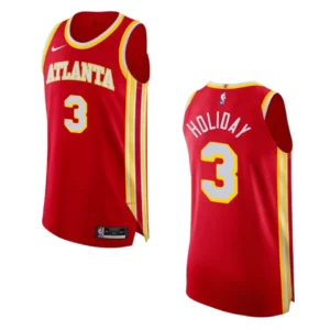 2022-23 Icon Edition Atlanta Hawks Aaron Holiday Red Authentic Jersey - 49Native
