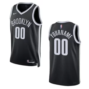 2022-23 Icon Edition Brooklyn Nets Custom Black Swingman Jersey - 49Native