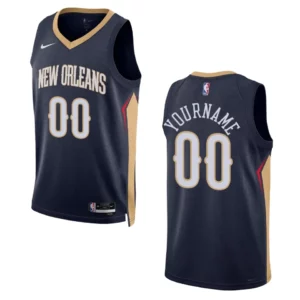 2022-23 Icon Edition New Orleans Pelicans Custom Navy Swingman Jersey - 49Native