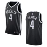 2022-23 Icon Edition Brooklyn Nets Edmond Sumner Black Swingman Jersey - 49Native