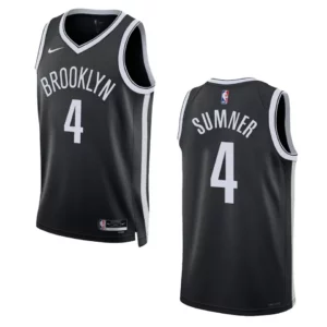 2022-23 Icon Edition Brooklyn Nets Edmond Sumner Black Swingman Jersey - 49Native