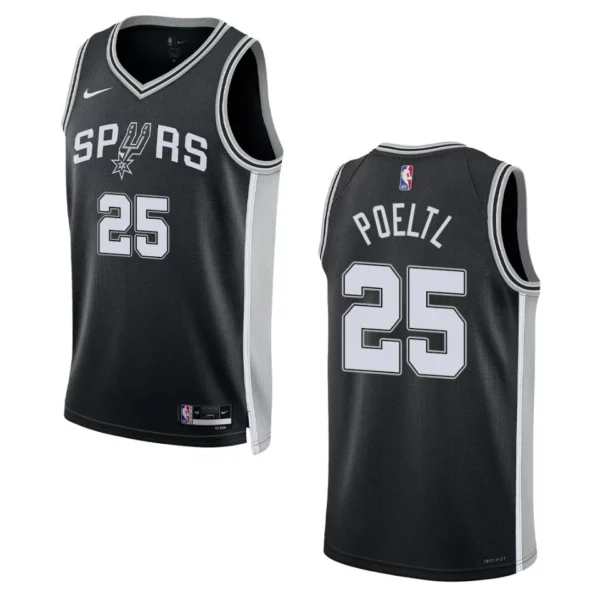 2022-23 Icon Edition San Antonio Spurs Jakob Poeltl Black Swingman Jersey - 49Native