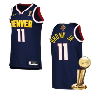 Denver Nuggets 2023 NBA Finals Champions Bruce Brown Jr. Icon Edition Navy Jersey - 49Native