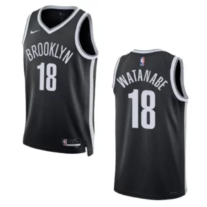 2022-23 Icon Edition Brooklyn Nets Yuta Watanabe Black Swingman Jersey - 49Native