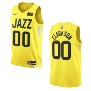 2022-23 Icon Utah Jazz Jordan Clarkson Gold Swingman Jersey - 49Native