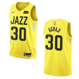 2022-23 Icon Utah Jazz Ochai Agbaji Gold Swingman Jersey - 49Native