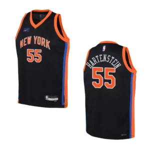 Youth New York Knicks 2022-23 City Edition Isaiah Hartenstein Black Jersey - 49Native