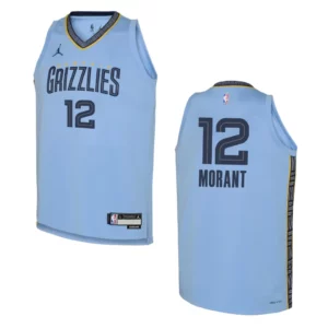 2022-23 Memphis Grizzlies Youth Statement Edition Ja Morant Blue Jersey - 49Native