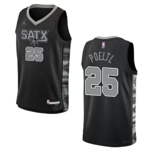 2022-23 San Antonio Spurs Youth Statement Edition Jakob Poeltl Black Jersey - 49Native