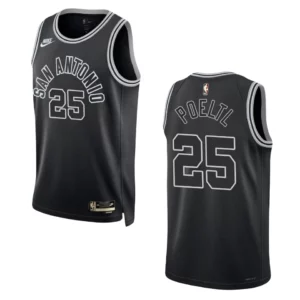 San Antonio Spurs 2022-23 Classic Edition Jakob Poeltl Black Jersey 50th Season - 49Native