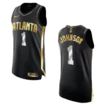Atlanta Hawks Jalen Johnson Golden Edition 2021 NBA Draft Jersey Black - 49Native