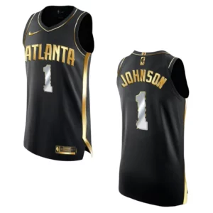 Atlanta Hawks Jalen Johnson Golden Edition 2021 NBA Draft Jersey Black - 49Native