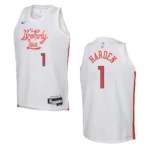 2022-23 Philadelphia 76ers Youth City Edition James Harden White Jersey - 49Native