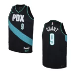 Portland Trail Blazers 2022-23 City Edition Youth Jerami Grant Black Jersey - 49Native
