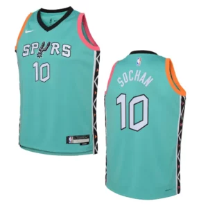 San Antonio Spurs 2022-23 City Edition Youth Jeremy Sochan Turquoise Jersey - 49Native