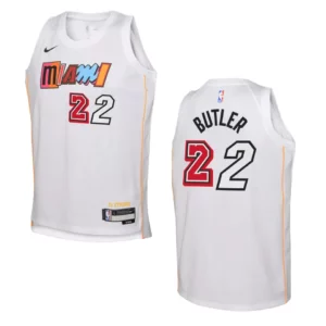 Miami Heat 2022-23 City Edition Youth Jimmy Butler White Jersey - 49Native
