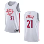 Joel Embiid City Edition Philadelphia 76ers 2022-23 White Swingman Jersey - 49Native