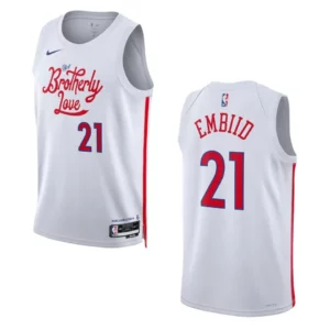 Joel Embiid City Edition Philadelphia 76ers 2022-23 White Swingman Jersey - 49Native
