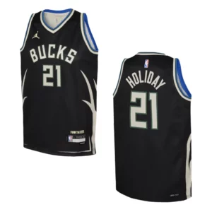 2022-23 Milwaukee Bucks Youth Statement Edition Jrue Holiday Black Jersey - 49Native