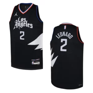 Los Angeles Clippers 2022-23 Statement Edition Youth Kawhi Leonard Black Jersey - 49Native