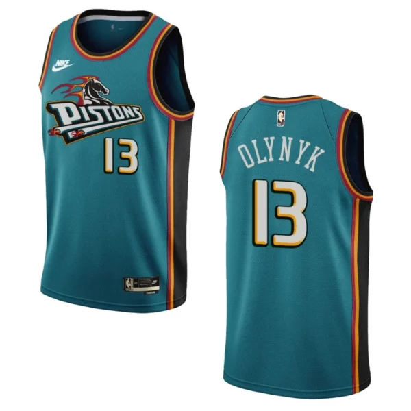 Detroit Pistons Kelly Olynyk Teal Swingman 2022-23 Classic Edition Jersey - 49Native