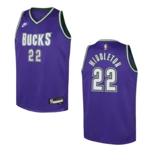 2022-23 Milwaukee Bucks Youth Classic Edition Khris Middleton Purple Jersey - 49Native