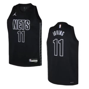 Youth Brooklyn Nets 2022-23 Statement Edition Kyrie Irving Black Jersey - 49Native