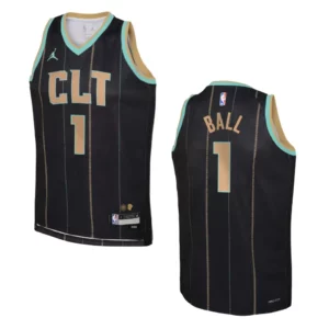 Charlotte Hornets 2022-23 City Edition Youth LaMelo Ball Black Jersey - 49Native