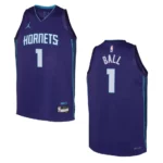 Charlotte Hornets 2022-23 Statement Edition Youth LaMelo Ball Purple Jersey - 49Native